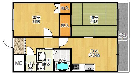 アンジュドール兼光(2DK/1階)の間取り写真