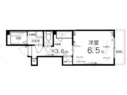 衣笠ハイツ司(1K/2階)の間取り写真