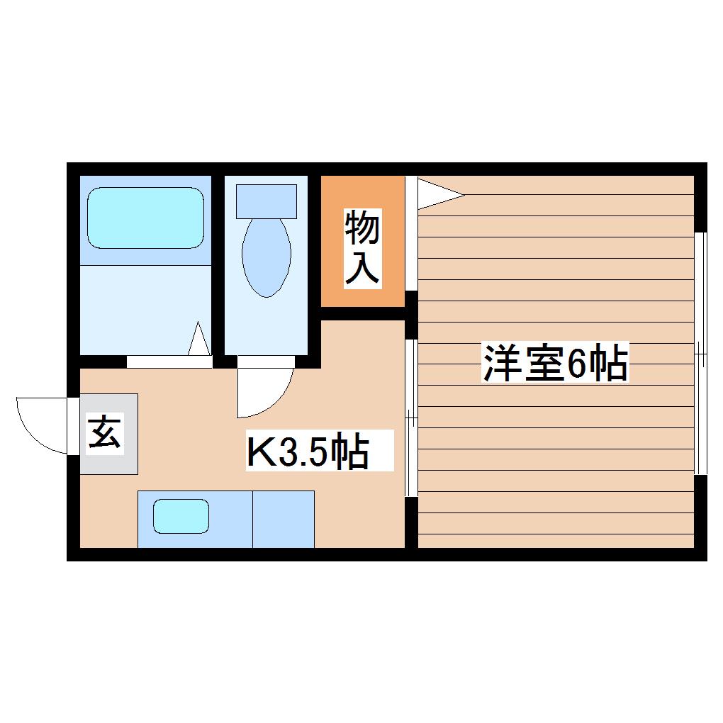 クレストヒルズ北仙台(1K/1階)の間取り写真