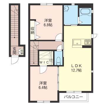 サンパティーA(2LDK/2階)の間取り写真