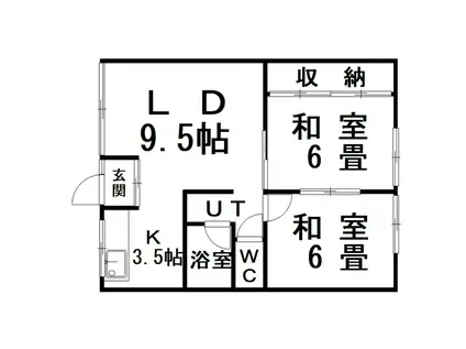 イオボヌール釧路1(2LDK/2階)の間取り写真