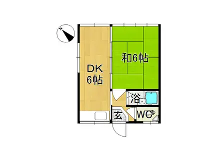 宮崎アパート(1DK/2階)の間取り写真