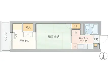 中野マンション(2K/3階)の間取り写真