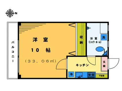 マンション秀苑(1K/3階)の間取り写真