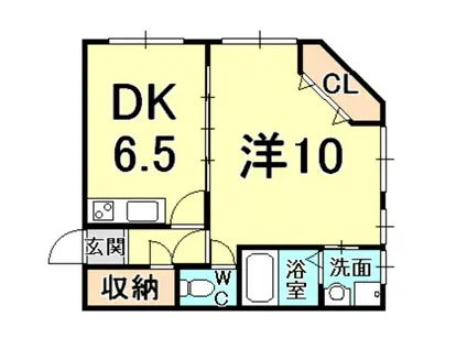 フルヤマンション(1DK/3階)の間取り写真
