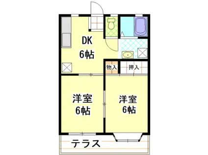 ヴィラオクトアイランドB棟(2DK/1階)の間取り写真