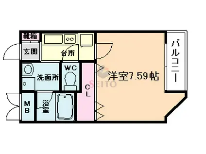 ラフォンテ十三(1K/7階)の間取り写真