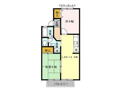 ファミールハイツ(2LDK/2階)の間取り写真
