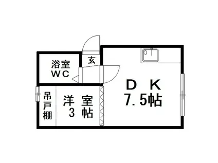 パークサイドK(1DK/2階)の間取り写真
