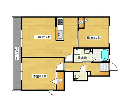 シャイニーヒルズE&M(2LDK/1階)の間取り写真