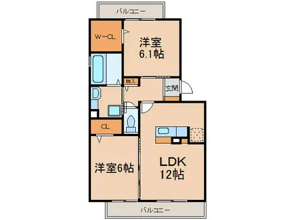 ベスタII(2LDK/2階)の間取り写真