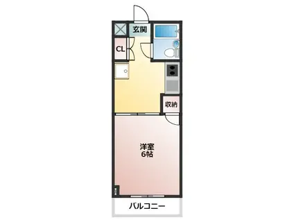 第2稲垣ハイツ(1K/4階)の間取り写真