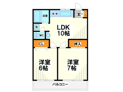 ホワイトマンション(2LDK/1階)の間取り写真