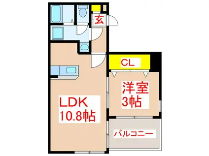 LIFE TERRACE 下荒田(1LDK/3階)の間取り写真