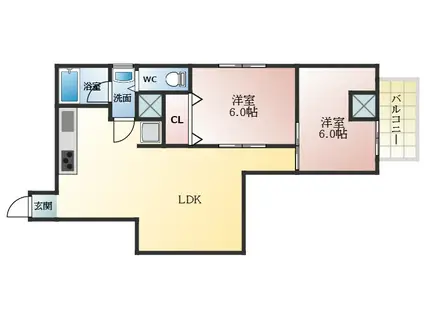 辻清マンション(2LDK/3階)の間取り写真