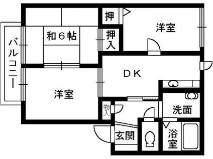 グランメール浜寺 B棟(3DK/1階)の間取り写真