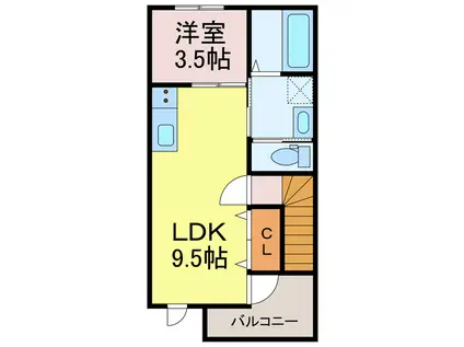 ブランテラス尾上町(1LDK/2階)の間取り写真