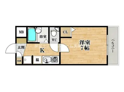 アイビーコート天美(1K/2階)の間取り写真