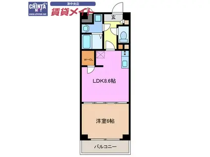 S-FORT津新町(1LDK/10階)の間取り写真