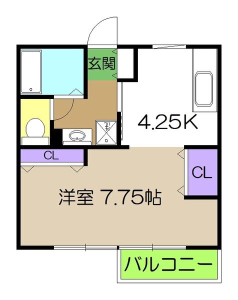 ハイネスKASHIWA(1K/1階)の間取り写真