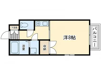 ローズハイツII(1K/1階)の間取り写真