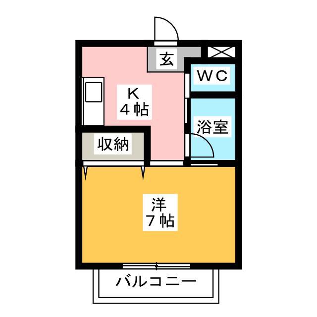 ハイツ・イワタTAO(1K/1階)の間取り写真