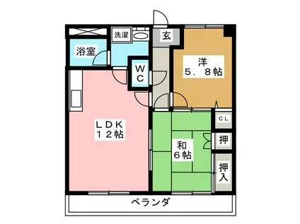 コンフォース(2LDK/2階)の間取り写真