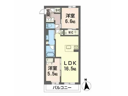 シャーメゾンレジデンス夜明(2LDK/3階)の間取り写真