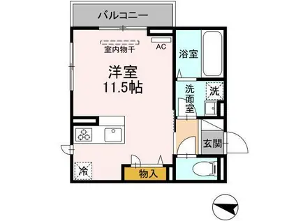 リライズ東雲(ワンルーム/1階)の間取り写真