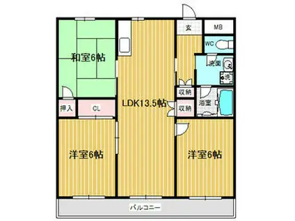 コーポ青山II(3LDK/4階)の間取り写真