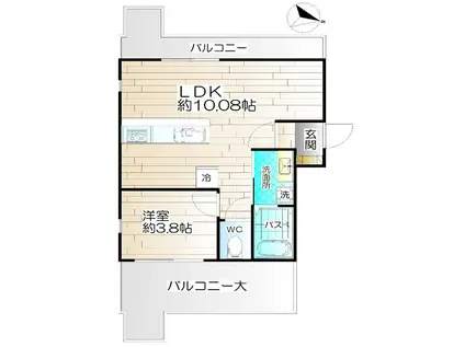 板宿北マンション(1LDK/4階)の間取り写真