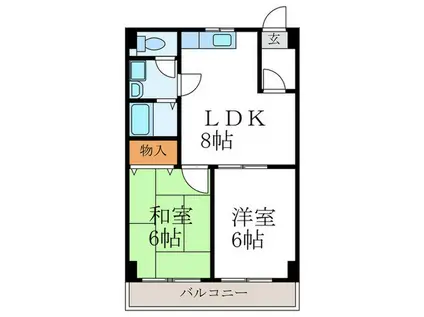 パトリード有栖I(2LDK/3階)の間取り写真