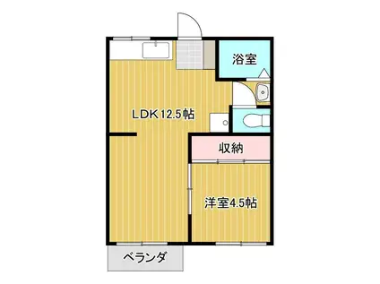 峰ハイツ(1LDK/2階)の間取り写真