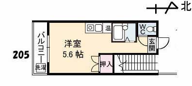 照島マンション(ワンルーム/2階)の間取り写真