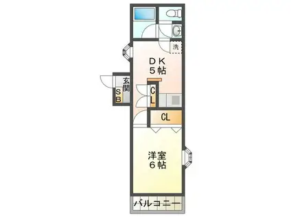パークサイドマンション(1DK/3階)の間取り写真