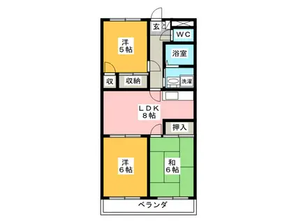 アルトラマンション中垣外(3DK/2階)の間取り写真