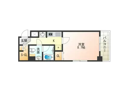 プラムコート(1K/4階)の間取り写真