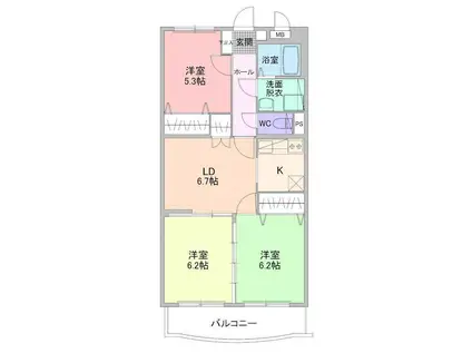 ファイン石上(3LDK/2階)の間取り写真