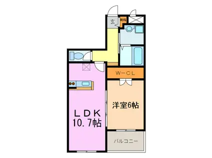 TIFFANY(1LDK/4階)の間取り写真