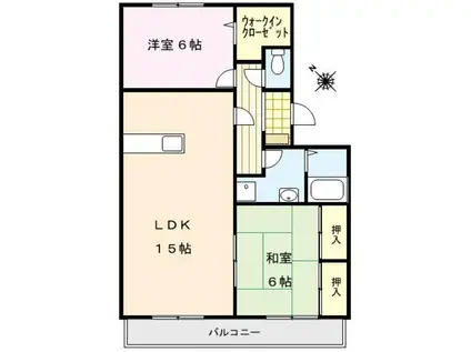 シャルム高松II(2LDK/2階)の間取り写真