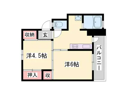 ビレッジハウス小坂(2K/2階)の間取り写真