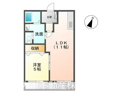 コーポ花(1LDK/2階)の間取り写真