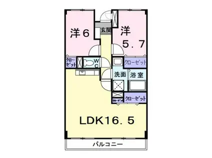 ヴィラ・アベニール(2LDK/2階)の間取り写真