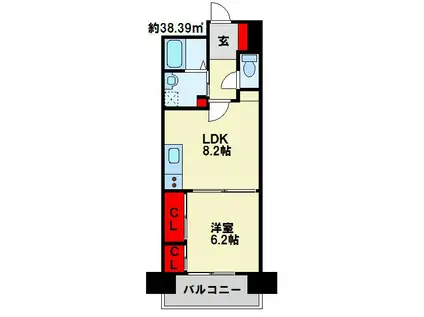 クラシオン白山I棟(1LDK/6階)の間取り写真