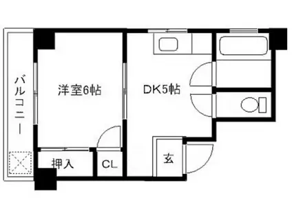 上原ビル(1DK/4階)の間取り写真