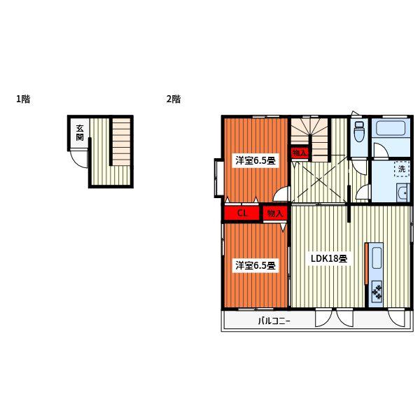 安行領根岸戸建(2LDK/2階)の間取り写真