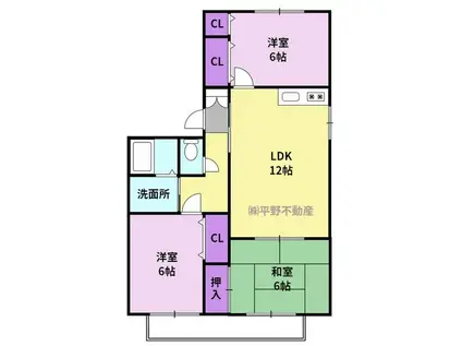 ハイカムール荒木(3LDK/1階)の間取り写真