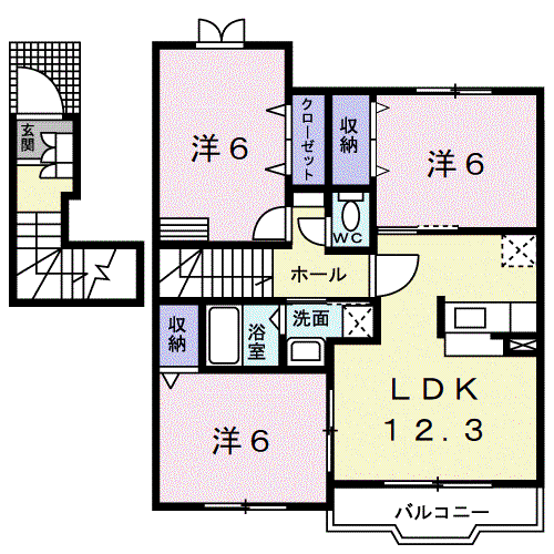 ブリッサユウI(3LDK/2階)の間取り写真