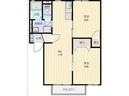 ロジュマンA棟(2LDK/1階)の間取り写真
