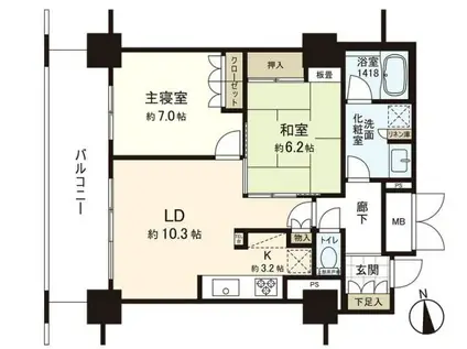 アップルタワーズ仙台ブローディアタワー(2LDK/25階)の間取り写真